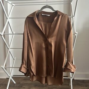 Zara Silky Mocha Blouse